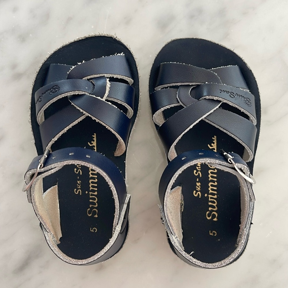 Sun-San Swimmer Salt Water Navy Sandal Toddler 5T